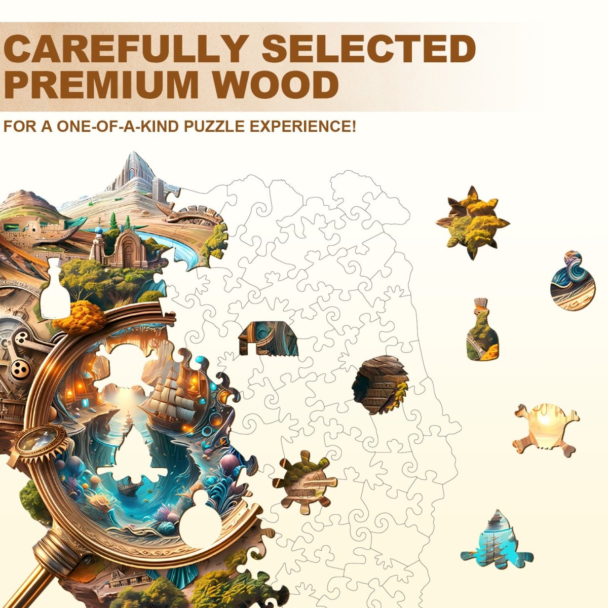 Explorer’s World - 1 Wooden Jigsaw Puzzle - KAAYEE Puzzle