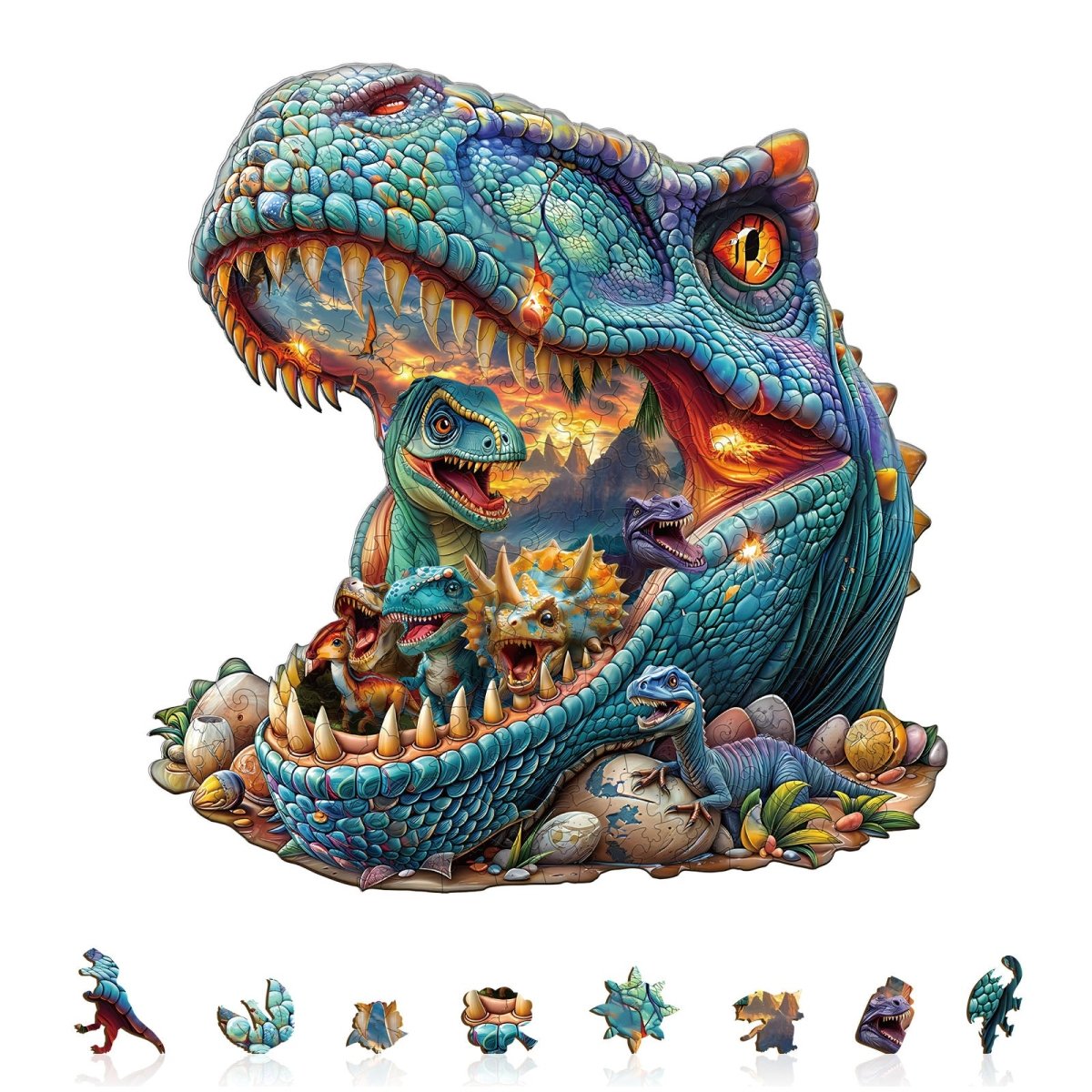 Fantasy Dinosaurs - 2 Wooden Jigsaw Puzzle - KAAYEE Puzzle