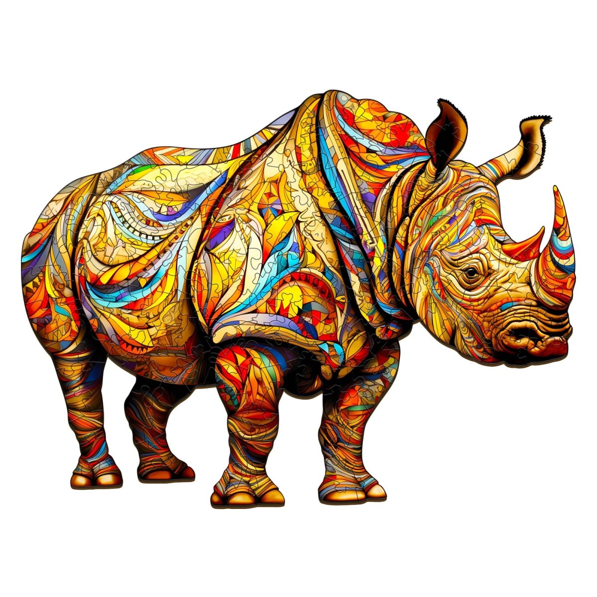 Fierce Rhinoceros Wooden Jigsaw Puzzle - KAAYEE Puzzle