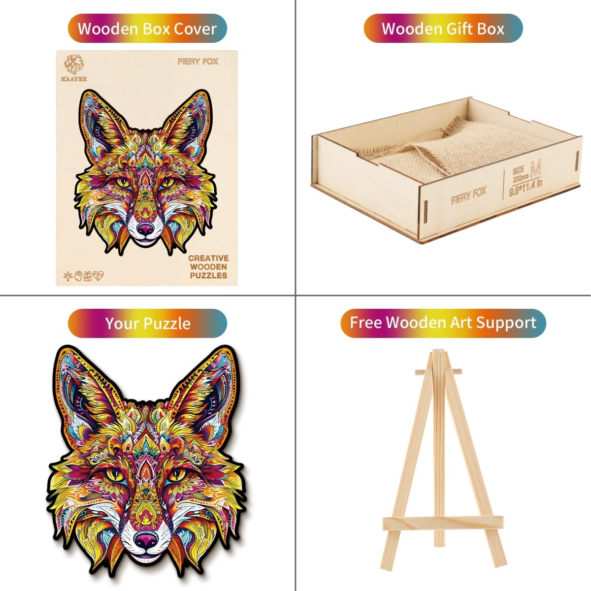 Fiery Fox Wooden Jigsaw Puzzle - KAAYEE Puzzle