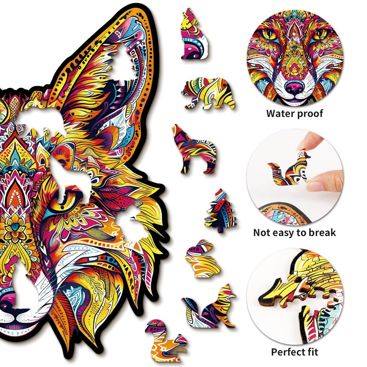 Fiery Fox Wooden Jigsaw Puzzle - KAAYEE Puzzle