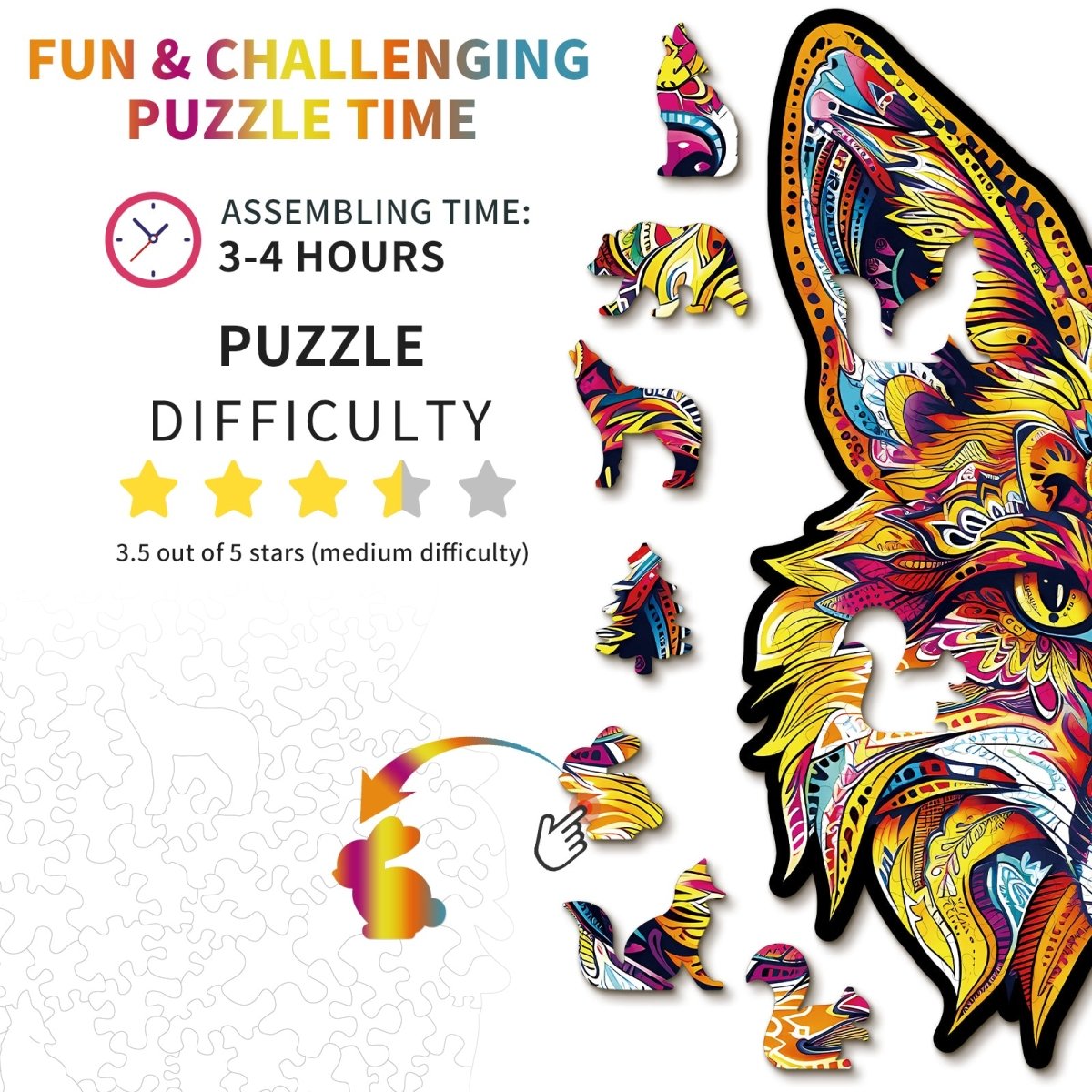 Fiery Fox Wooden Jigsaw Puzzle - KAAYEE Puzzle