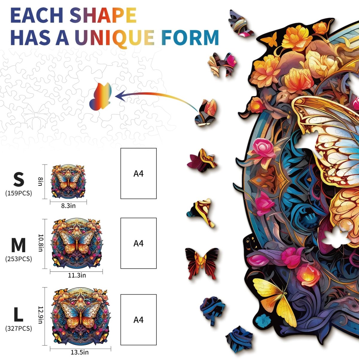 Flapping butterfly Wooden Jigsaw Puzzle - KAAYEE Puzzle