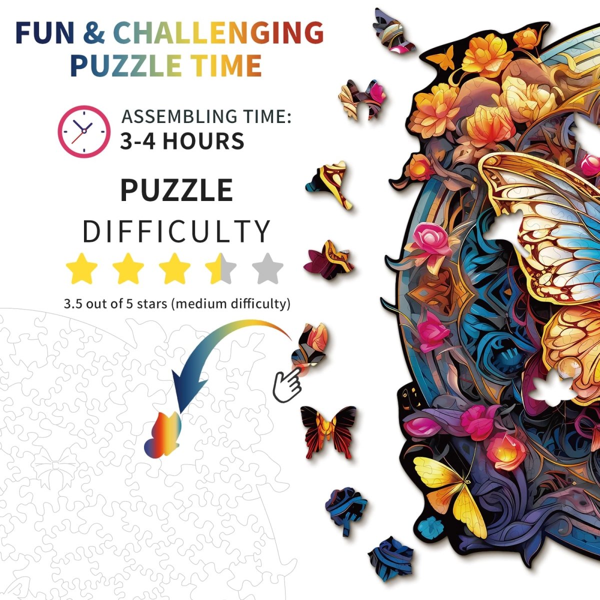 Flapping butterfly Wooden Jigsaw Puzzle - KAAYEE Puzzle