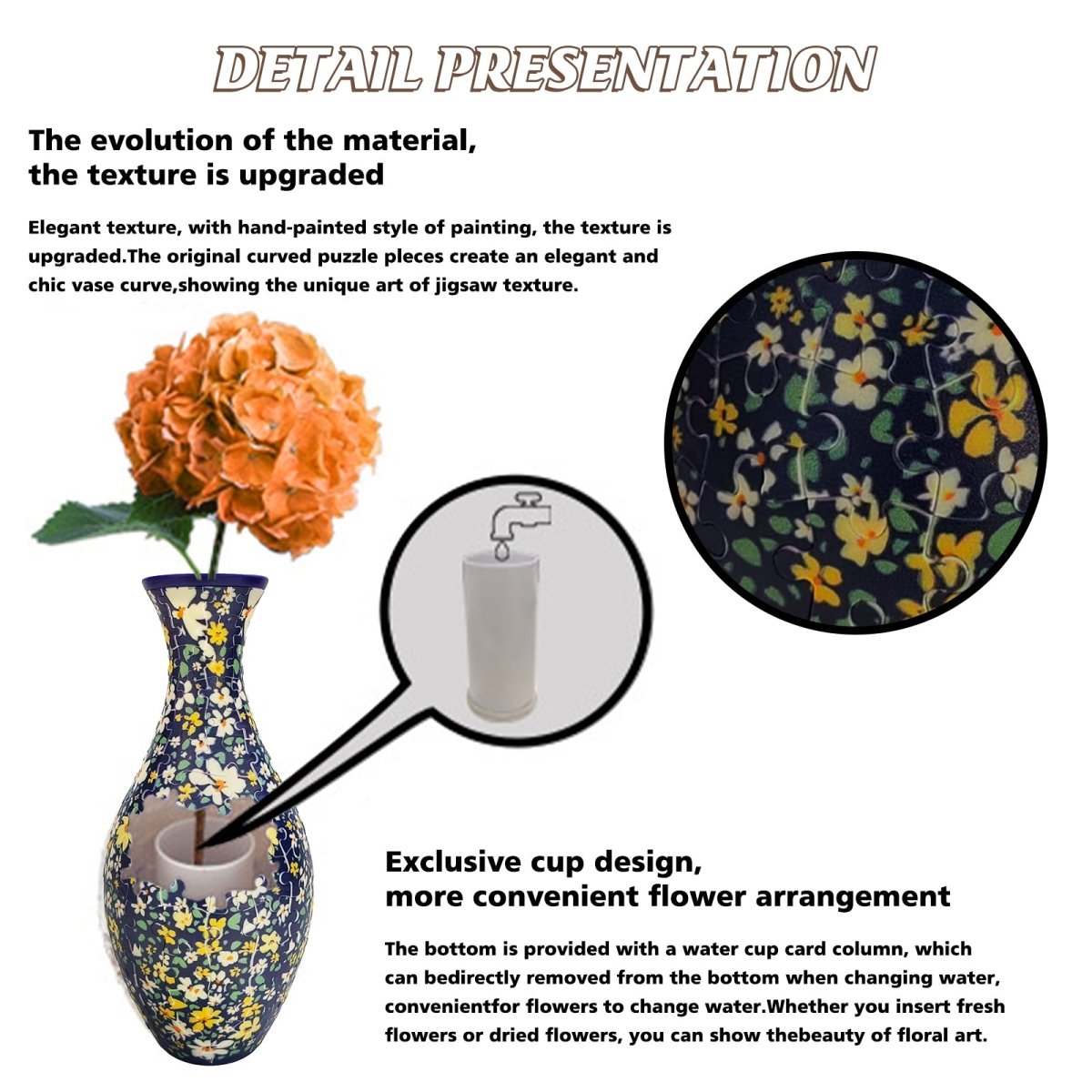Floral Pattern 3D Vase Puzzle Kit - KAAYEE Puzzle