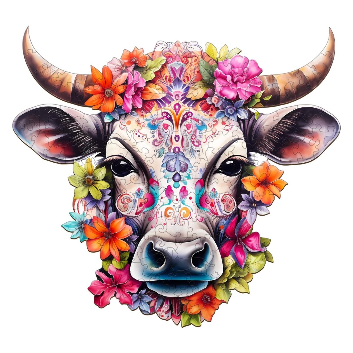 Flower and Cow Wooden Jigsaw Puzzle - KAAYEE Puzzle