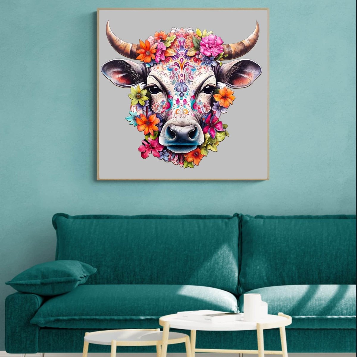Flower and Cow Wooden Jigsaw Puzzle - KAAYEE Puzzle