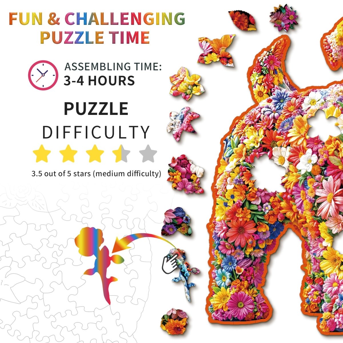 Flower Dog Wooden Jigsaw Puzzle - KAAYEE Puzzle