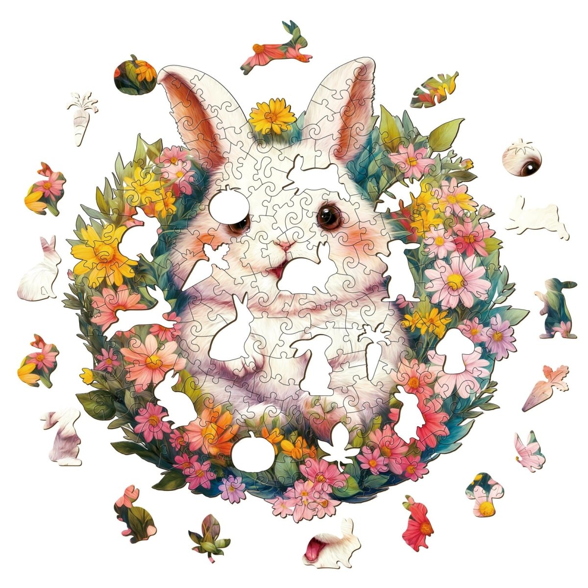 Fluffy Rabbit Wooden Jigsaw Puzzle - KAAYEE Puzzle
