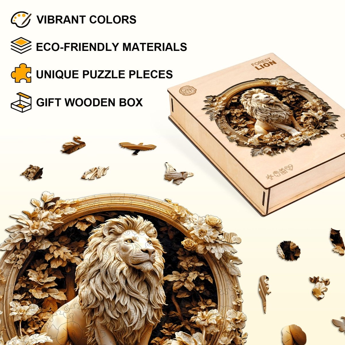 Forest lion Wooden Jigsaw Puzzle - KAAYEE Puzzle