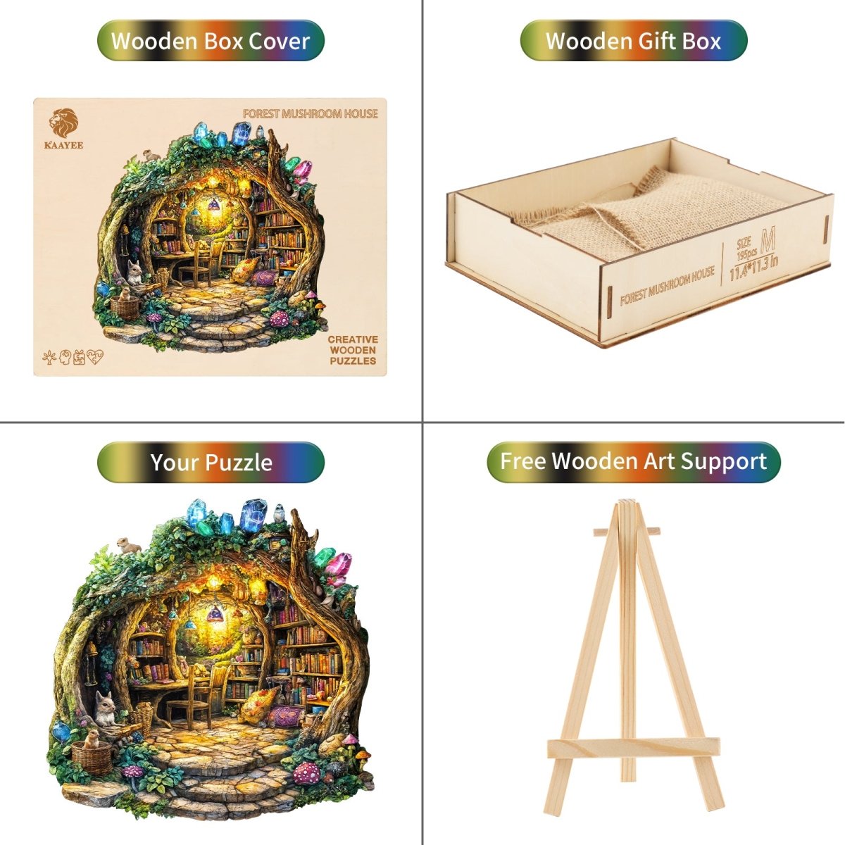 Forest Mushroom House Wooden Jigsaw Puzzle - KAAYEE Puzzle