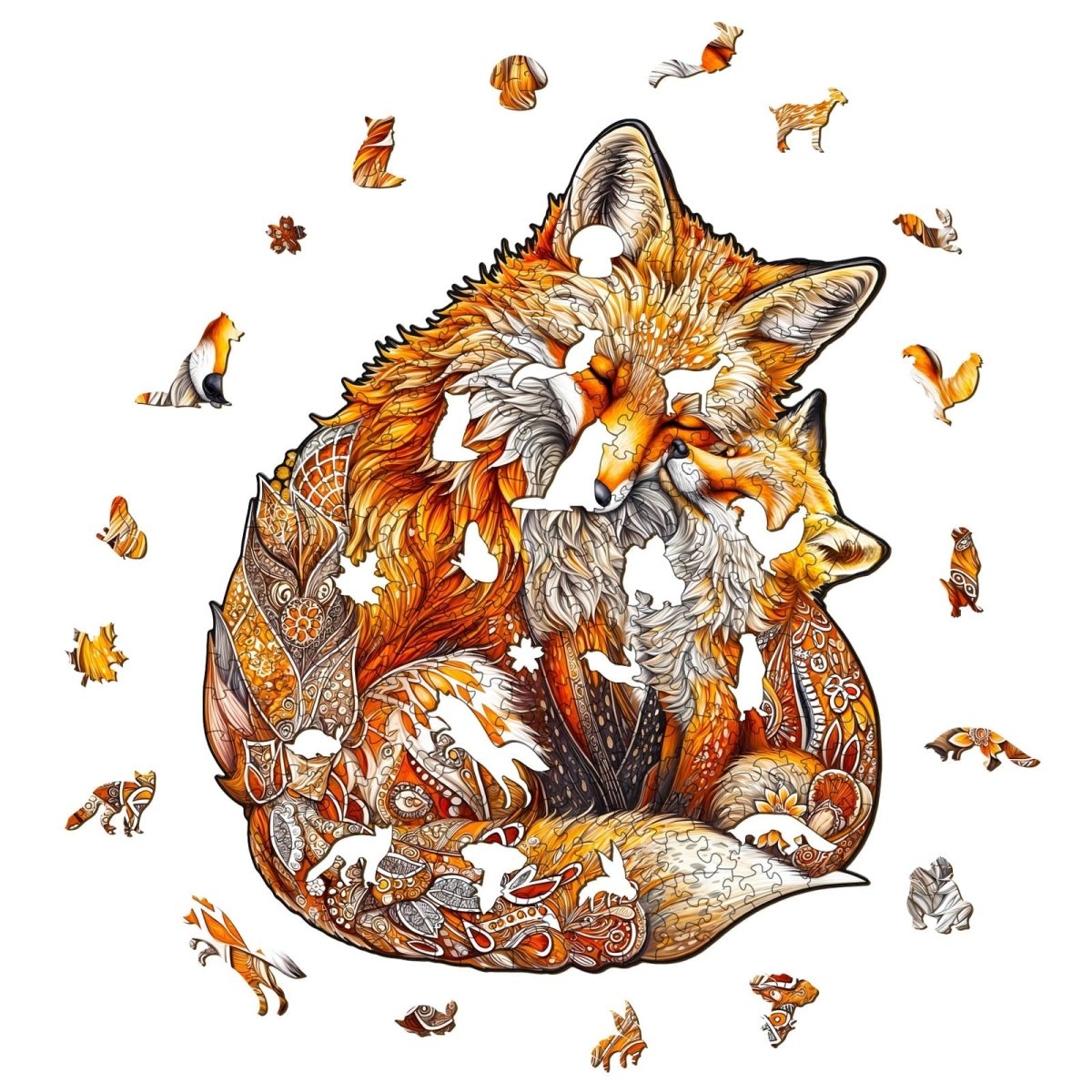 Fox Family Wooden Jigsaw Puzzle - KAAYEE Puzzle