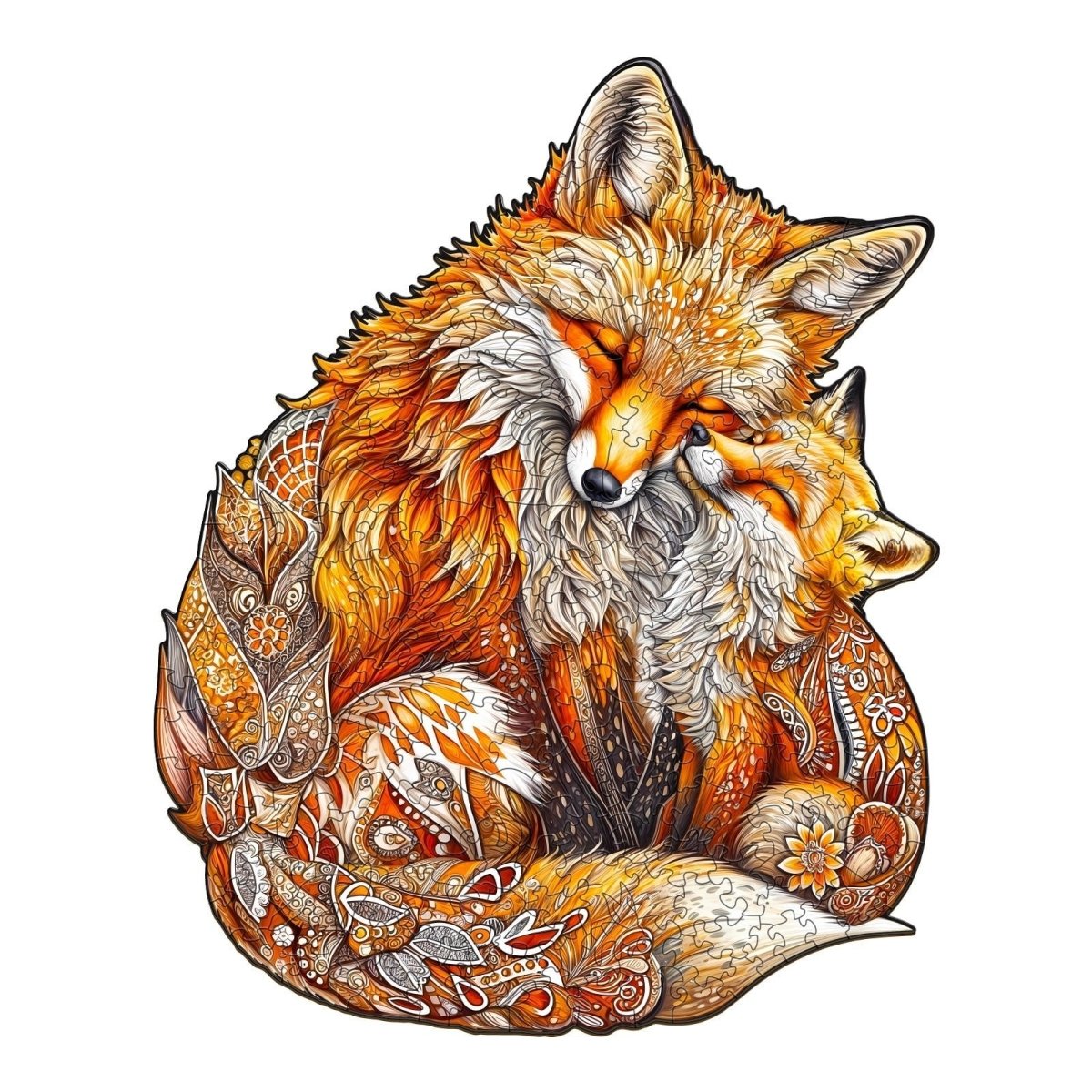 Fox Family Wooden Jigsaw Puzzle - KAAYEE Puzzle