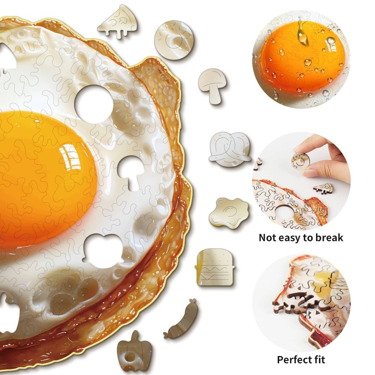 Fried Egg Wooden Jigsaw Puzzle - KAAYEE Puzzle