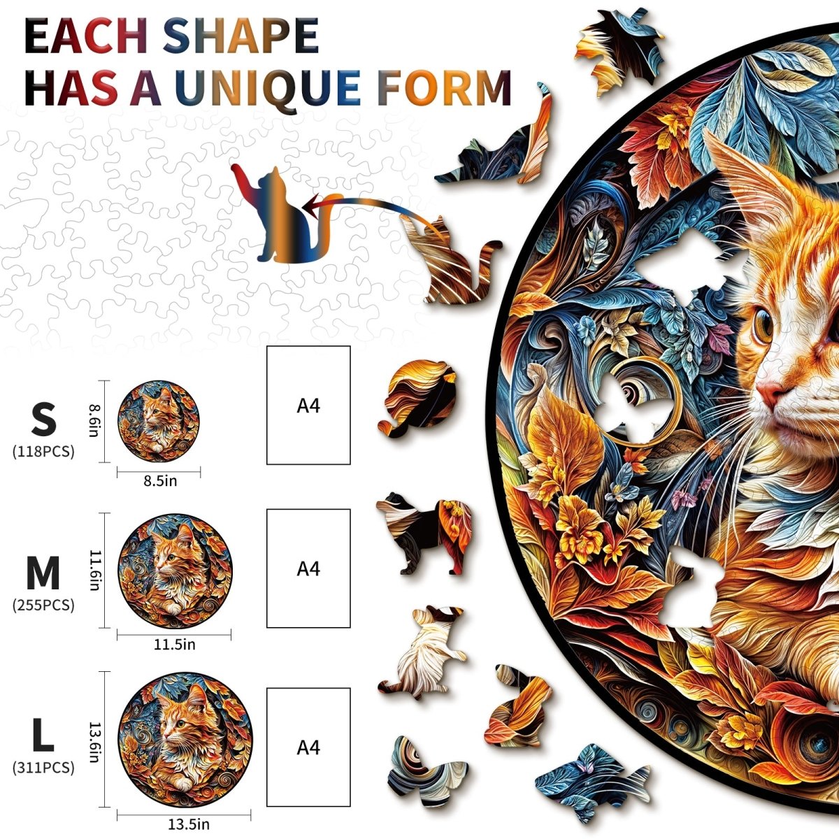 Gentle Kitten Wooden Jigsaw Puzzle - KAAYEE Puzzle