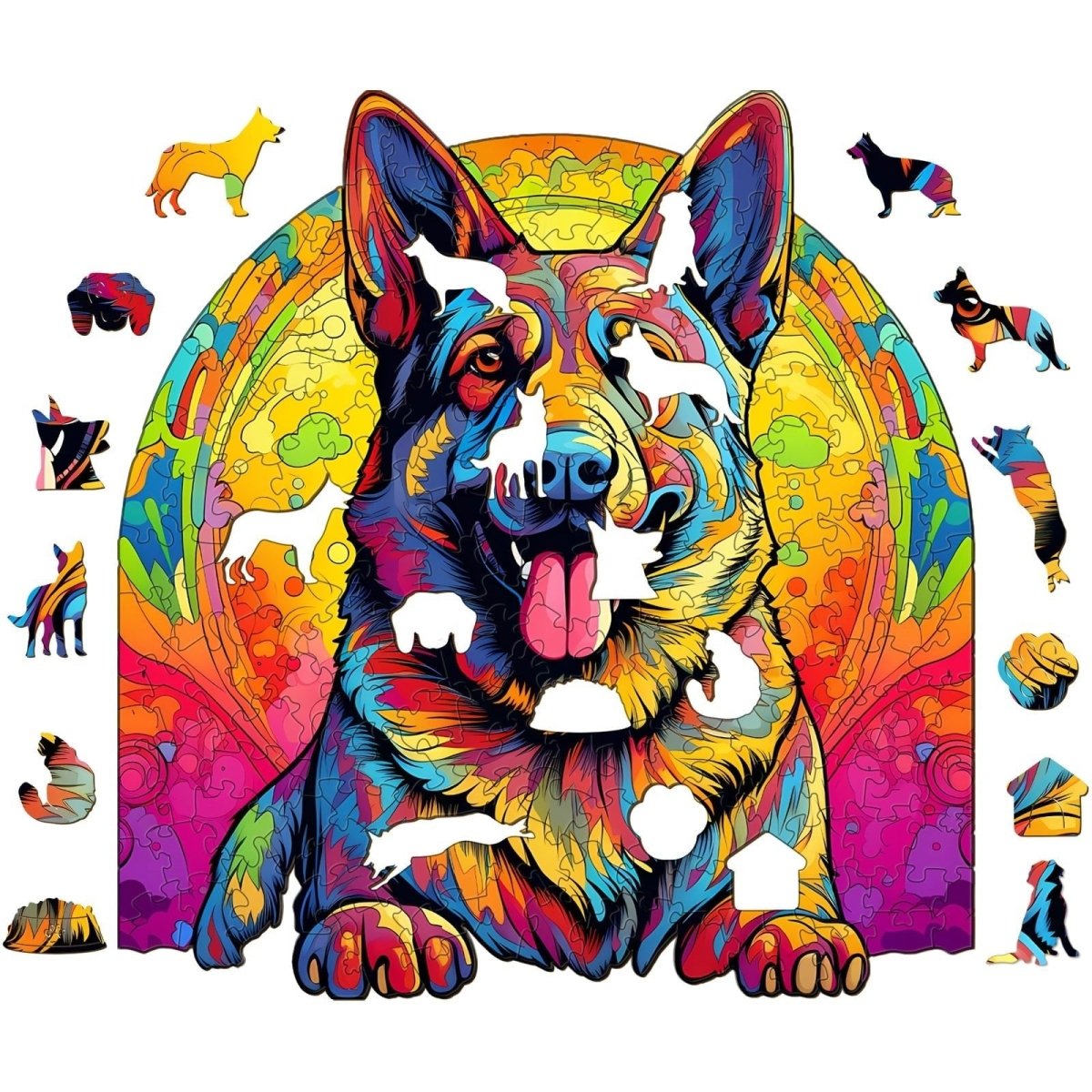 German Shepherd 3 Wooden Jigsaw Puzzle - KAAYEE Puzzle