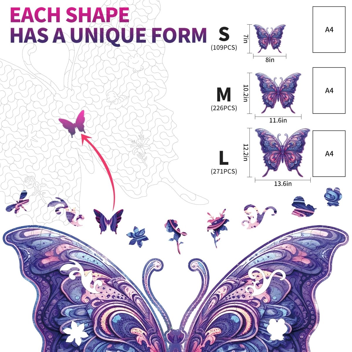 Gorgeous Butterfly Wooden Jigsaw Puzzle - KAAYEE Puzzle