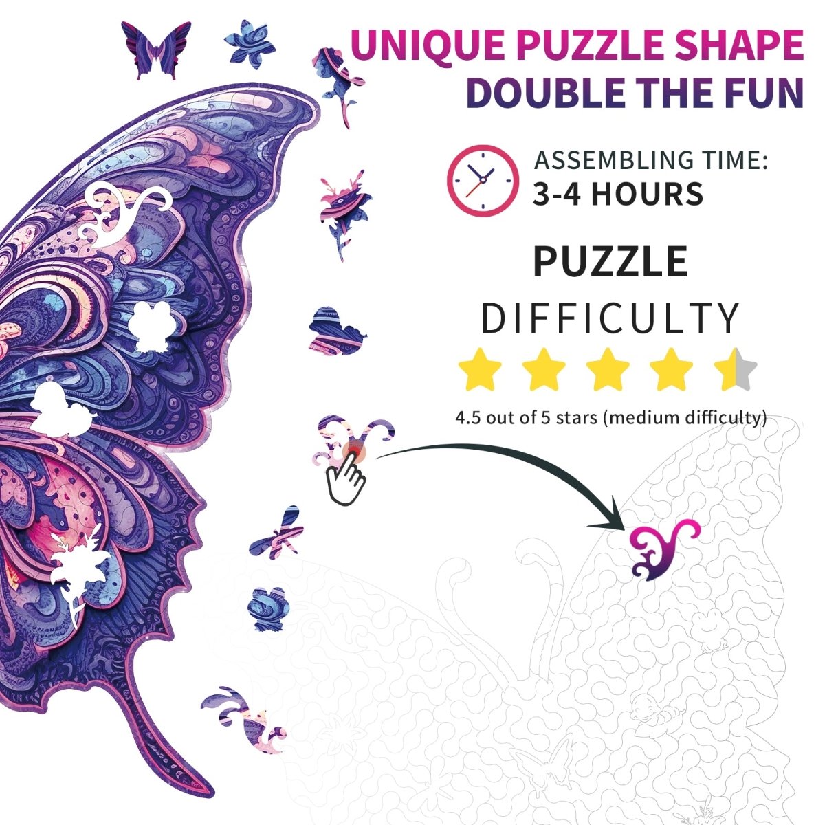 Gorgeous Butterfly Wooden Jigsaw Puzzle - KAAYEE Puzzle
