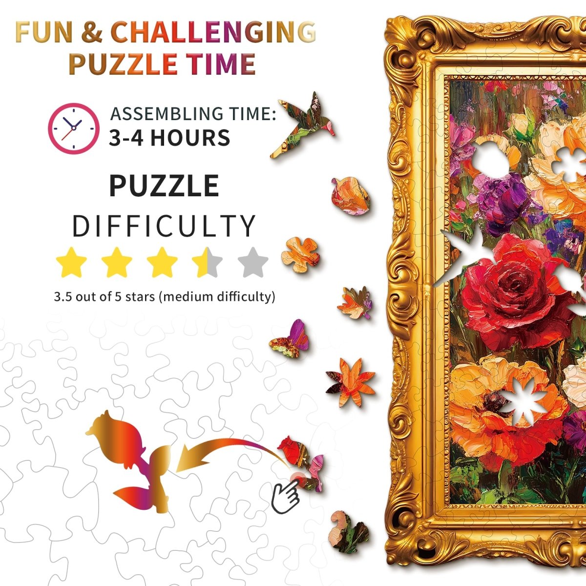 Gorgeous Decorative Blooms Wooden Jigsaw Puzzle - KAAYEE Puzzle