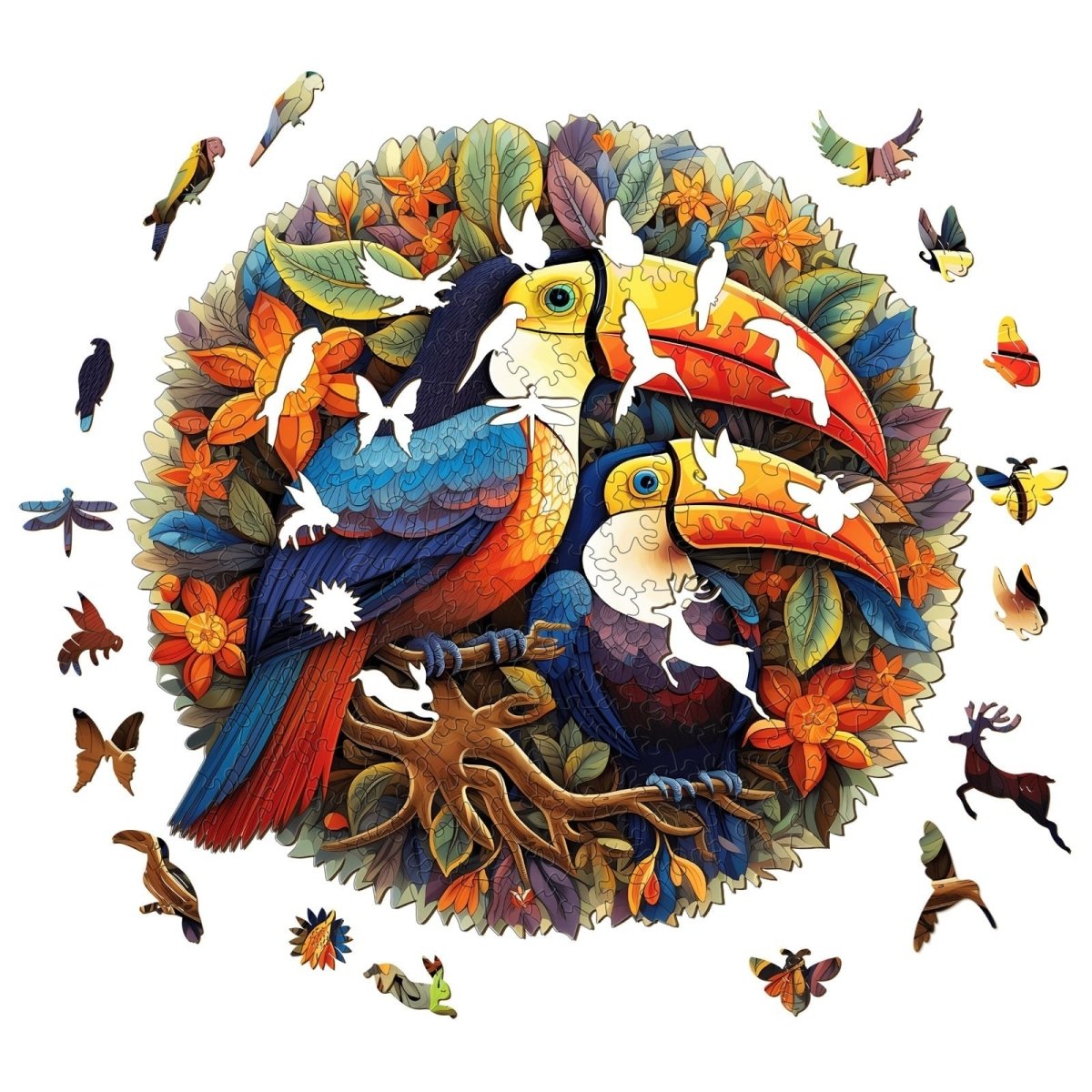 gorgeous toucans Wooden Jigsaw Puzzle - KAAYEE Puzzle