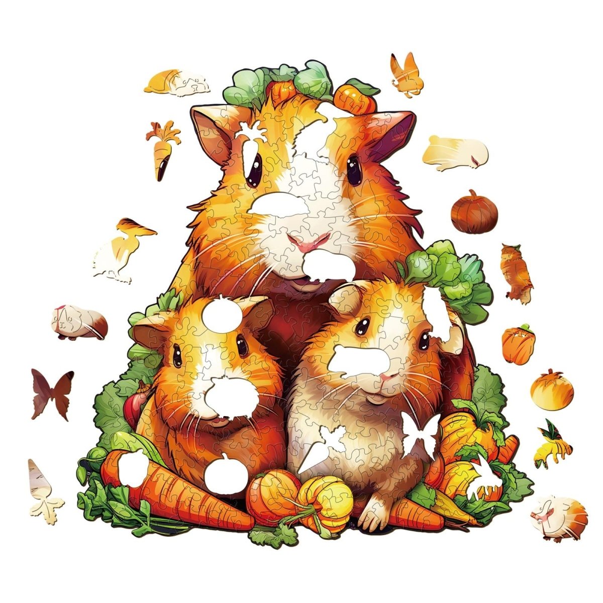 Guinea Pig Family Wooden Jigsaw Puzzle - KAAYEE Puzzle