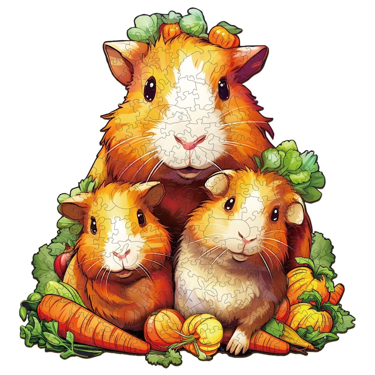 Guinea Pig Family Wooden Jigsaw Puzzle - KAAYEE Puzzle