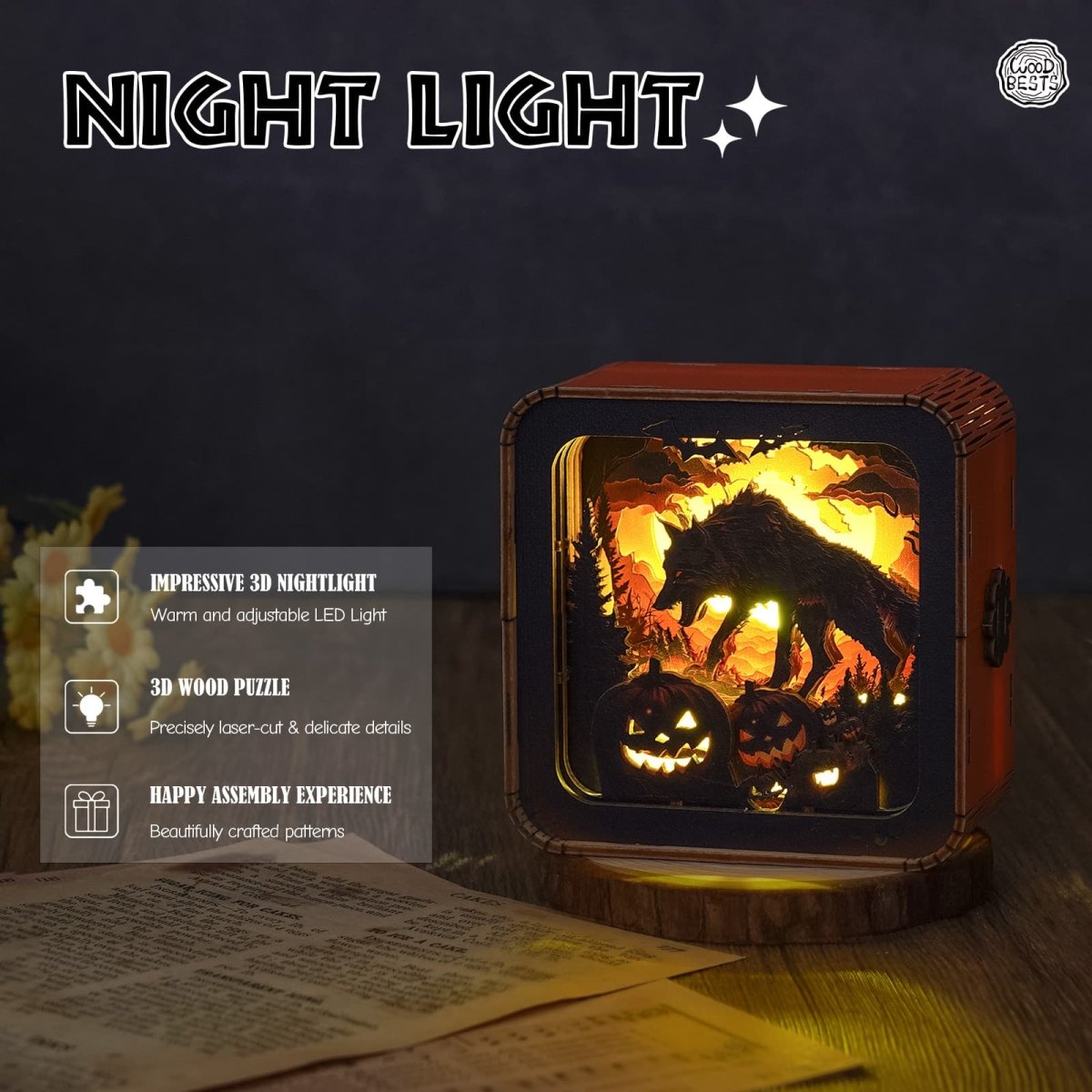 Halloween Wolf Night Light - KAAYEE Puzzle