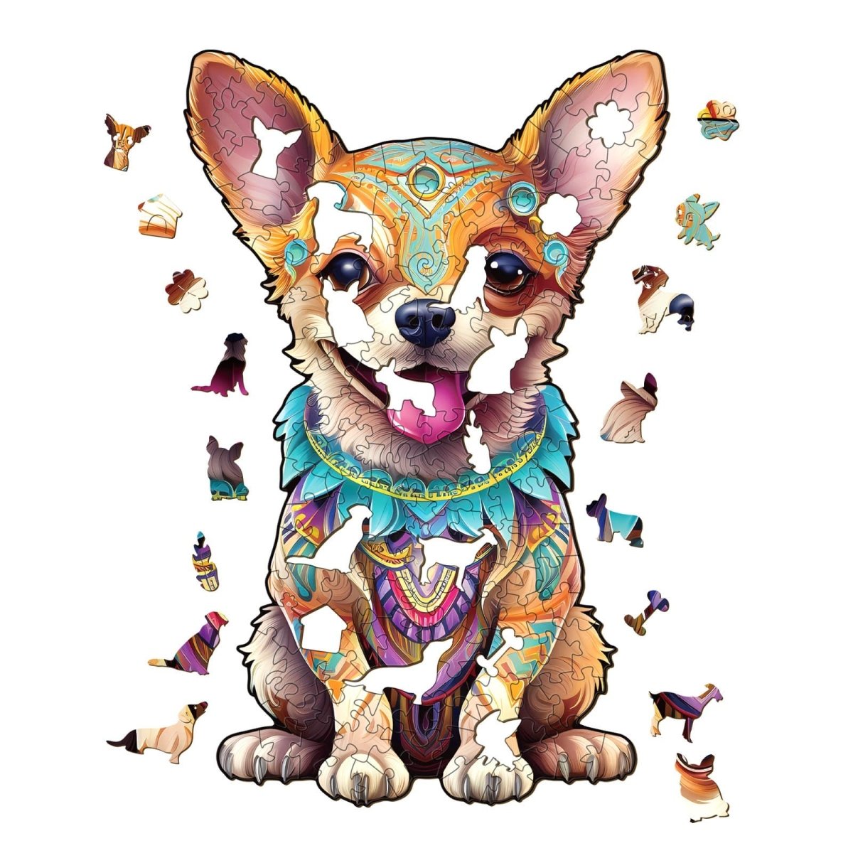 Happy Chihuahua Wooden Jigsaw Puzzle - KAAYEE Puzzle