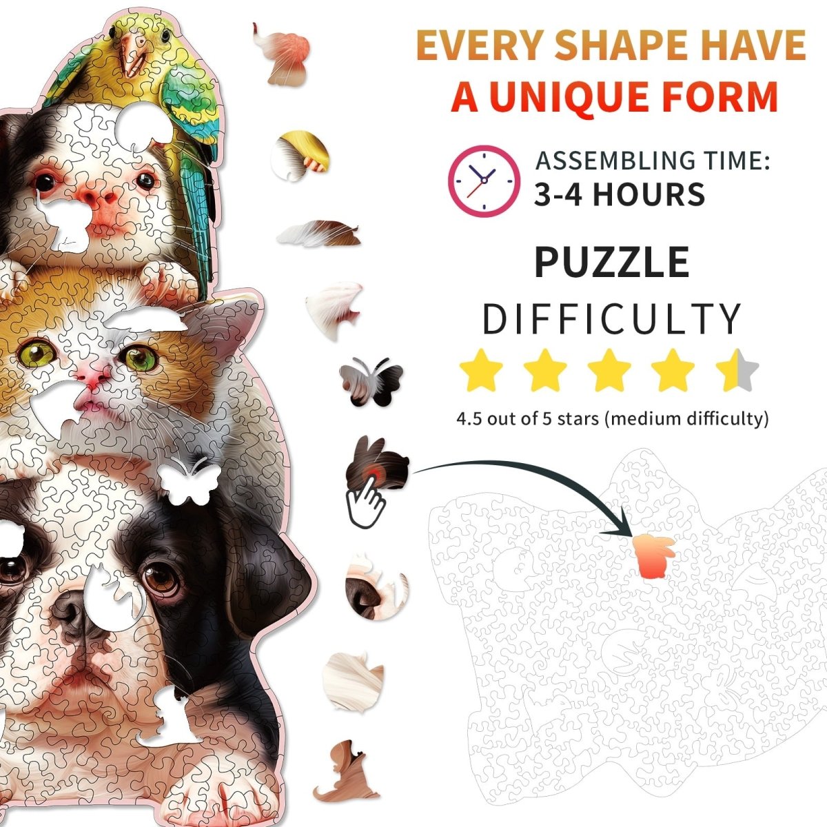 Happy Cute Pet Wooden Jigsaw Puzzle - KAAYEE Puzzle