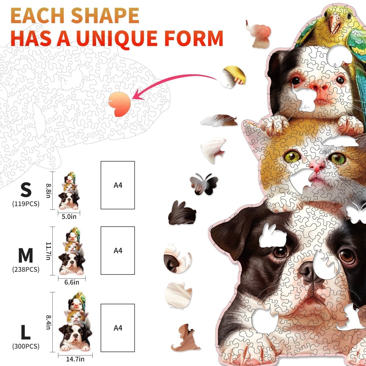 Happy Cute Pet Wooden Jigsaw Puzzle - KAAYEE Puzzle