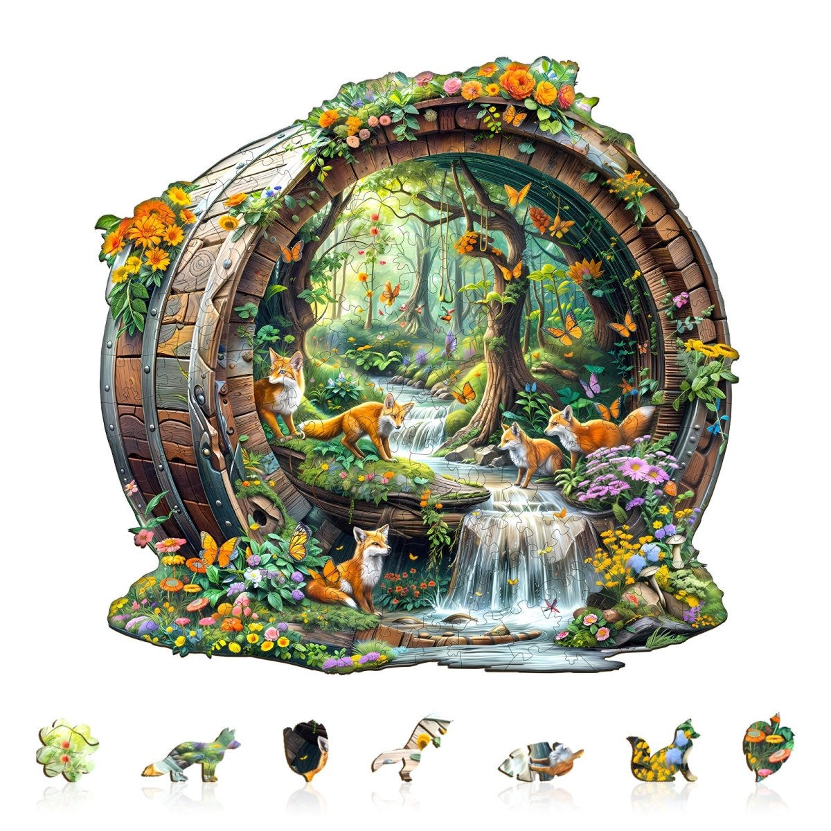 Happy foxes - 1 Wooden Jigsaw Puzzle - KAAYEE Puzzle