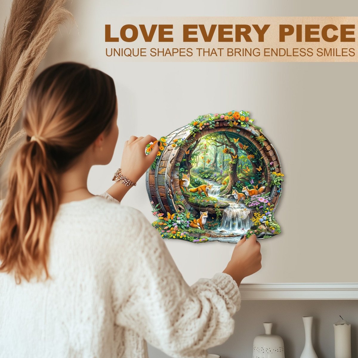 Happy foxes - 1 Wooden Jigsaw Puzzle - KAAYEE Puzzle