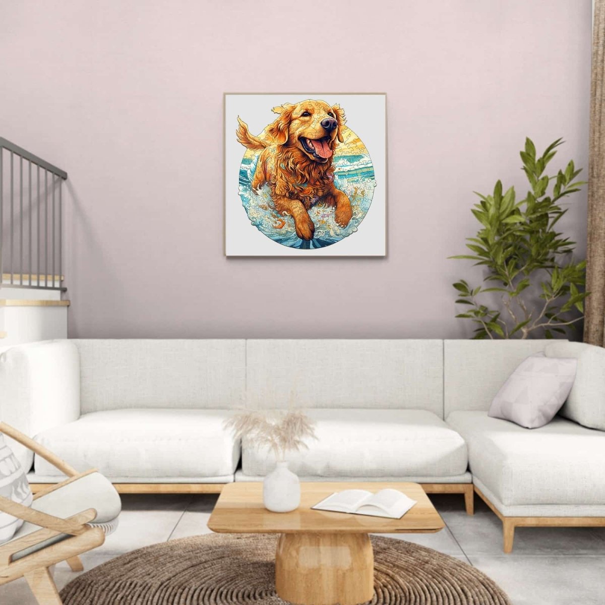 Happy Golden Retriever Wooden Jigsaw Puzzle - KAAYEE Puzzle