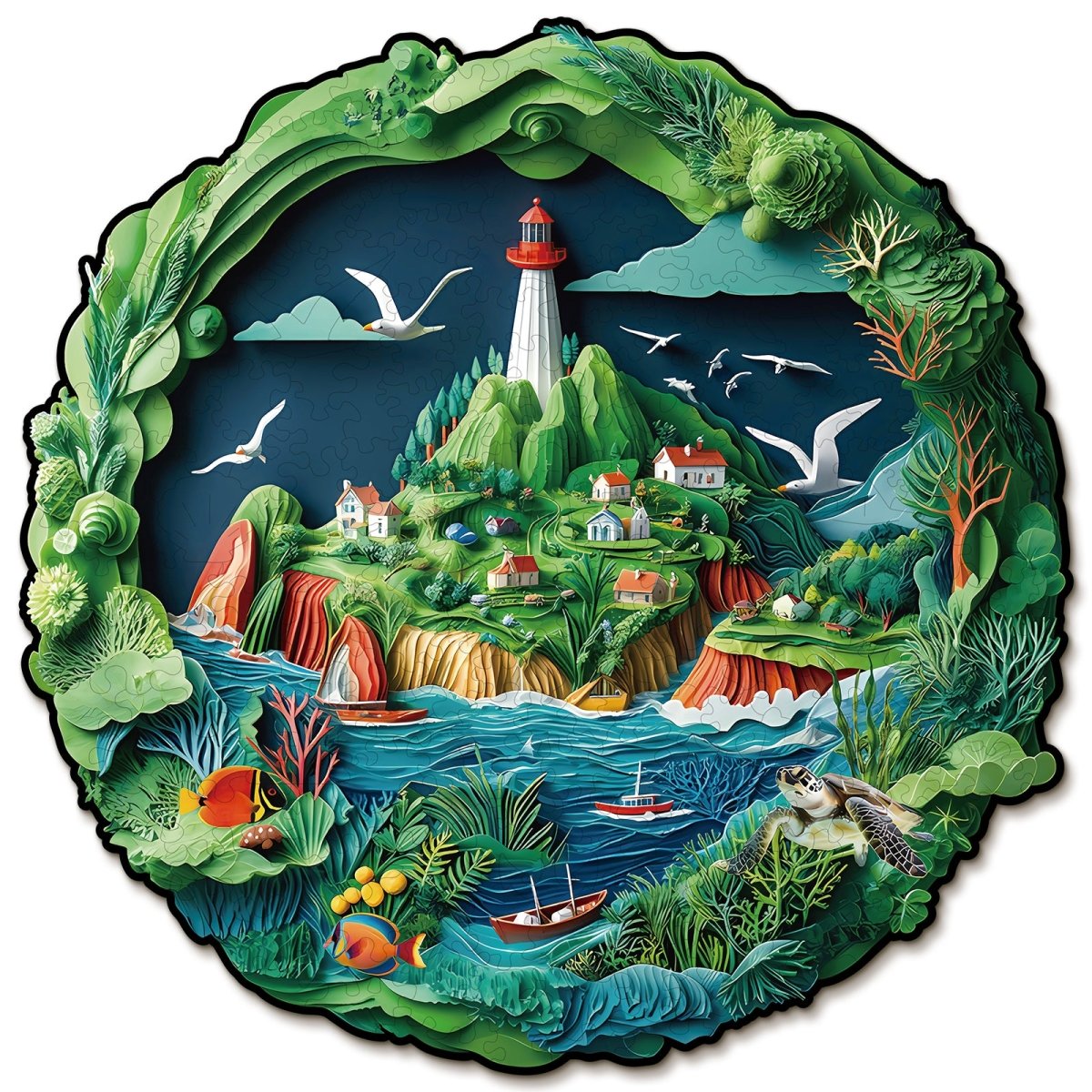 Harbor Town Wooden Jigsaw Puzzle - KAAYEE Puzzle