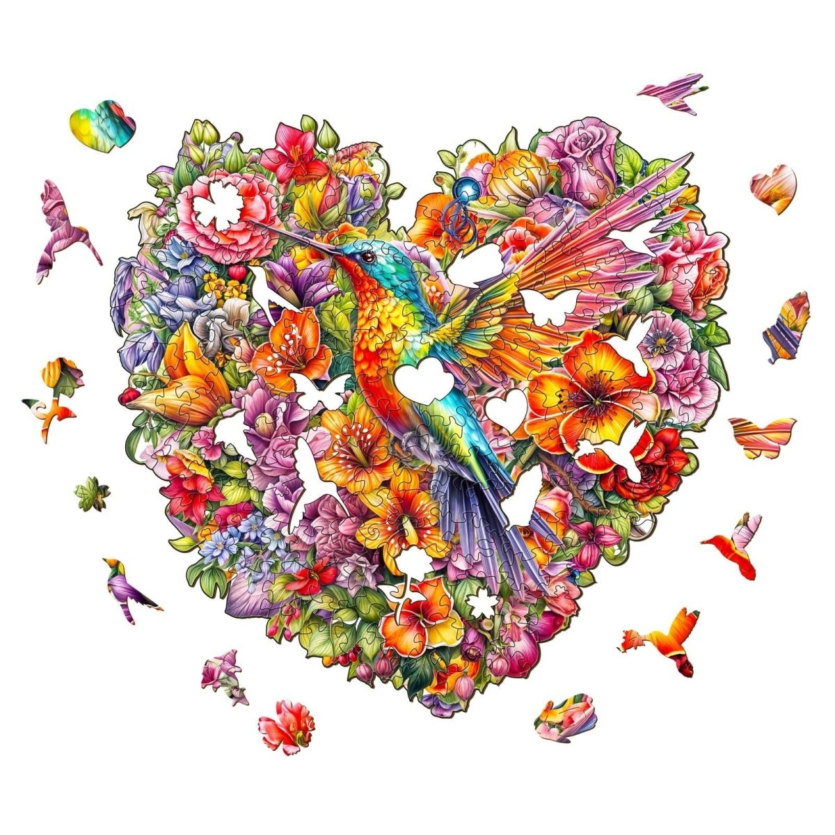Hummingbird and Flower Wooden Jigsaw Puzzle - KAAYEE Puzzle
