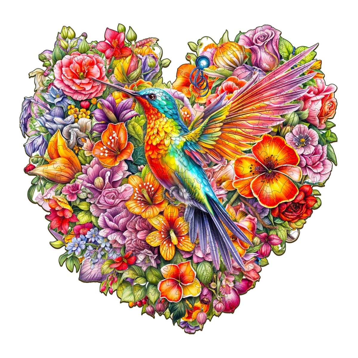 Hummingbird and Flower Wooden Jigsaw Puzzle - KAAYEE Puzzle