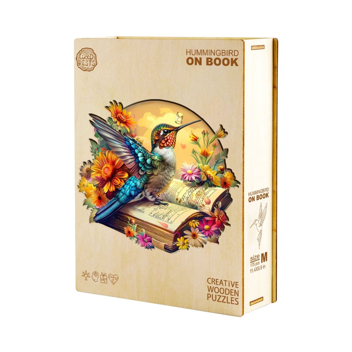 Hummingbird on book Wooden Jigsaw Puzzle - KAAYEE Puzzle