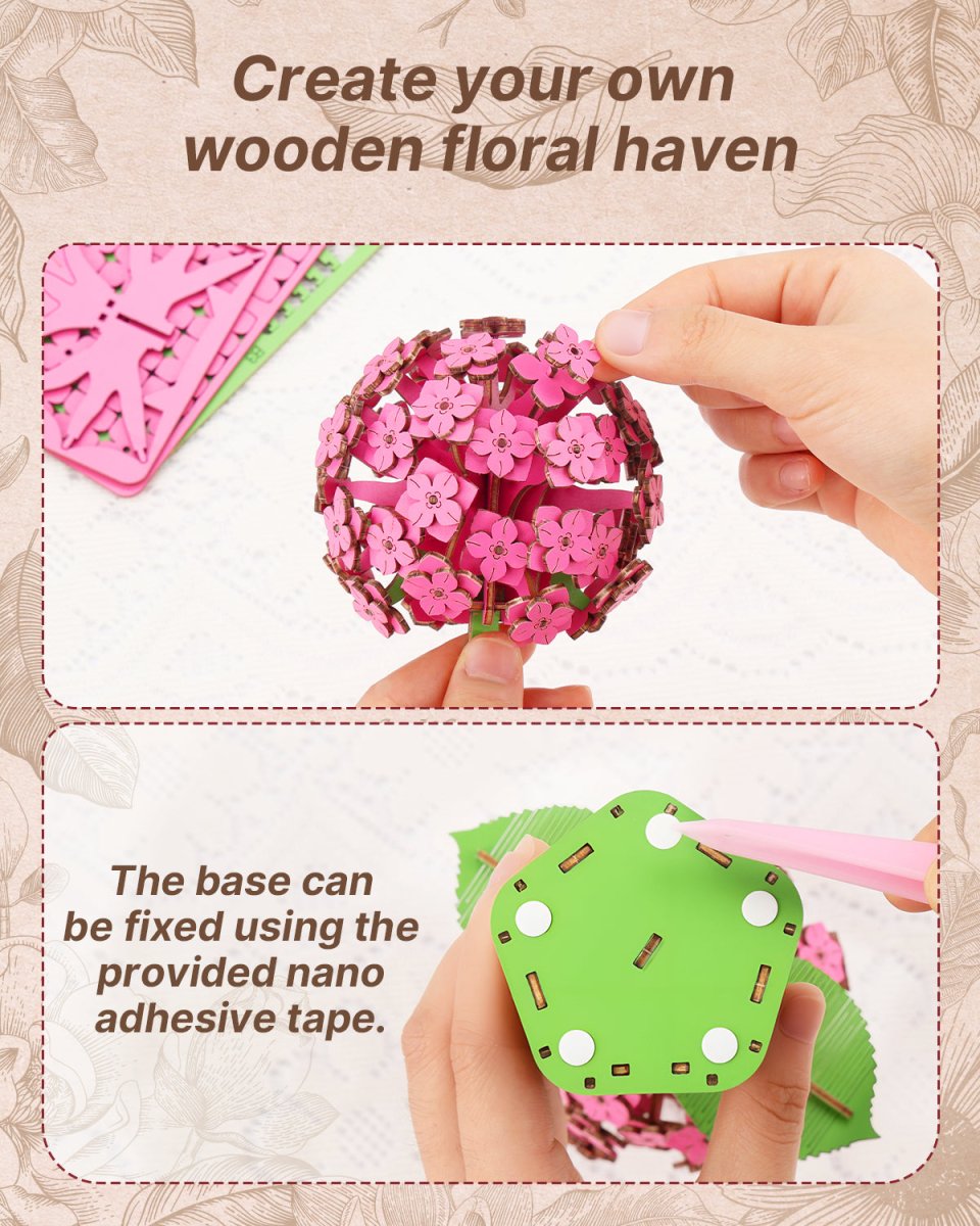Hydrangea DIY Wooden Flower - KAAYEE Puzzle