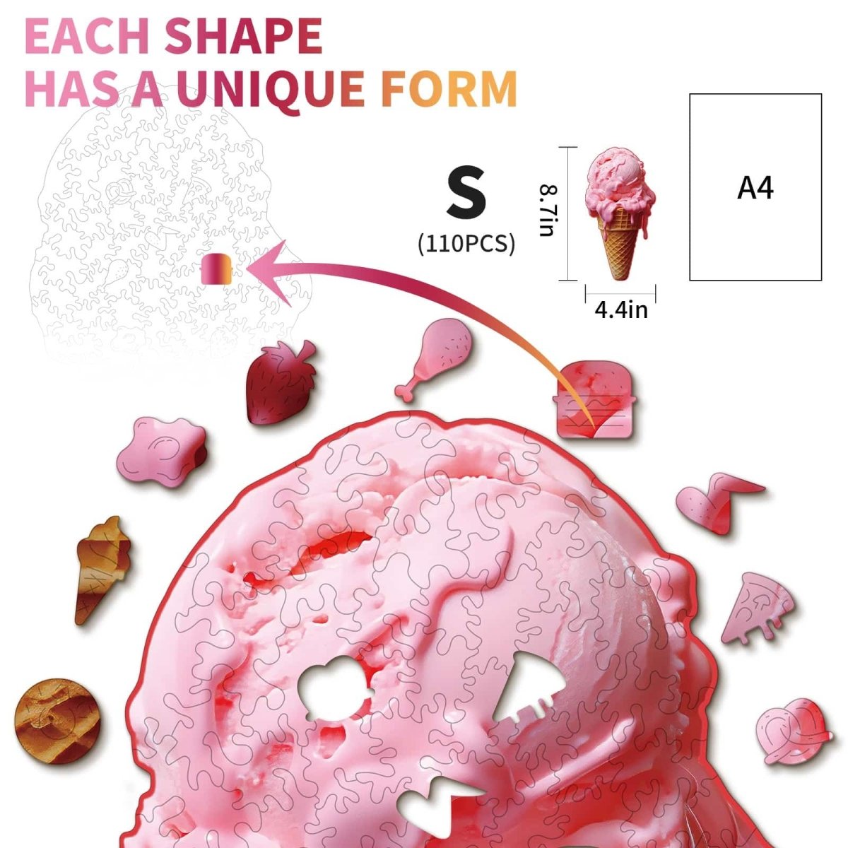 Ice Cream Wooden Jigsaw Puzzle - KAAYEE Puzzle