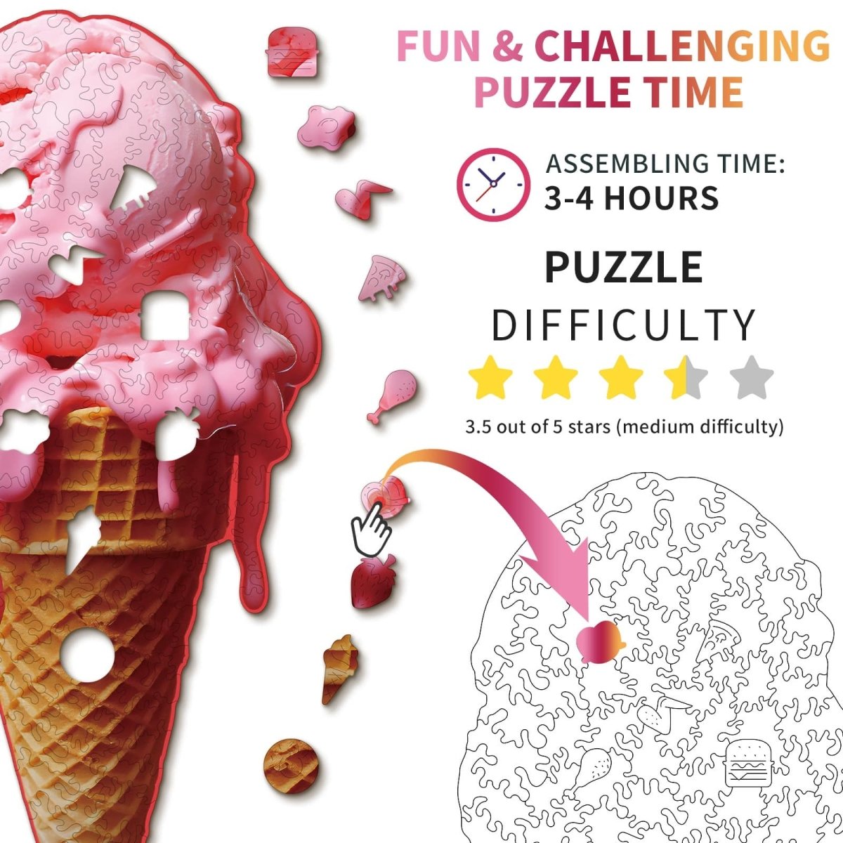 Ice Cream Wooden Jigsaw Puzzle - KAAYEE Puzzle
