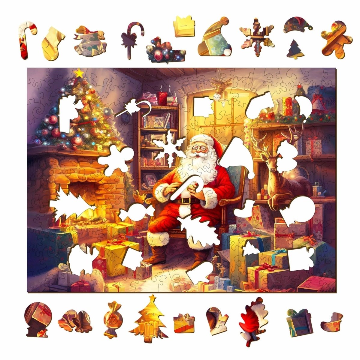 Jolly Santa Claus Wooden Jigsaw Puzzle - KAAYEE Puzzle