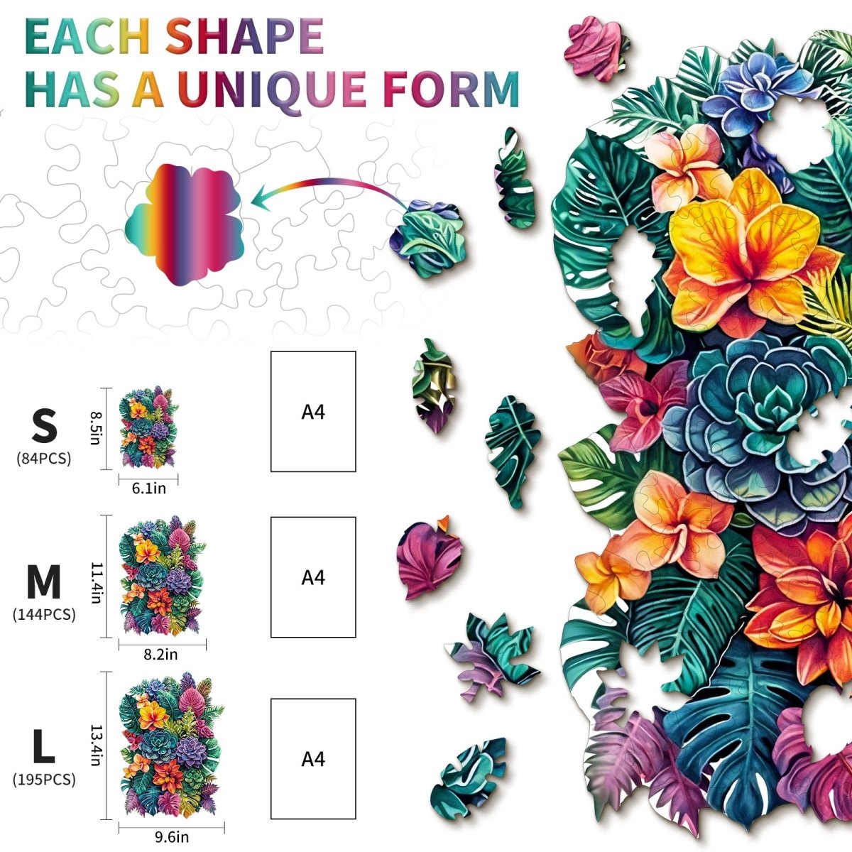 Large - leafed Plant Wooden Jigsaw Puzzle - KAAYEE Puzzle