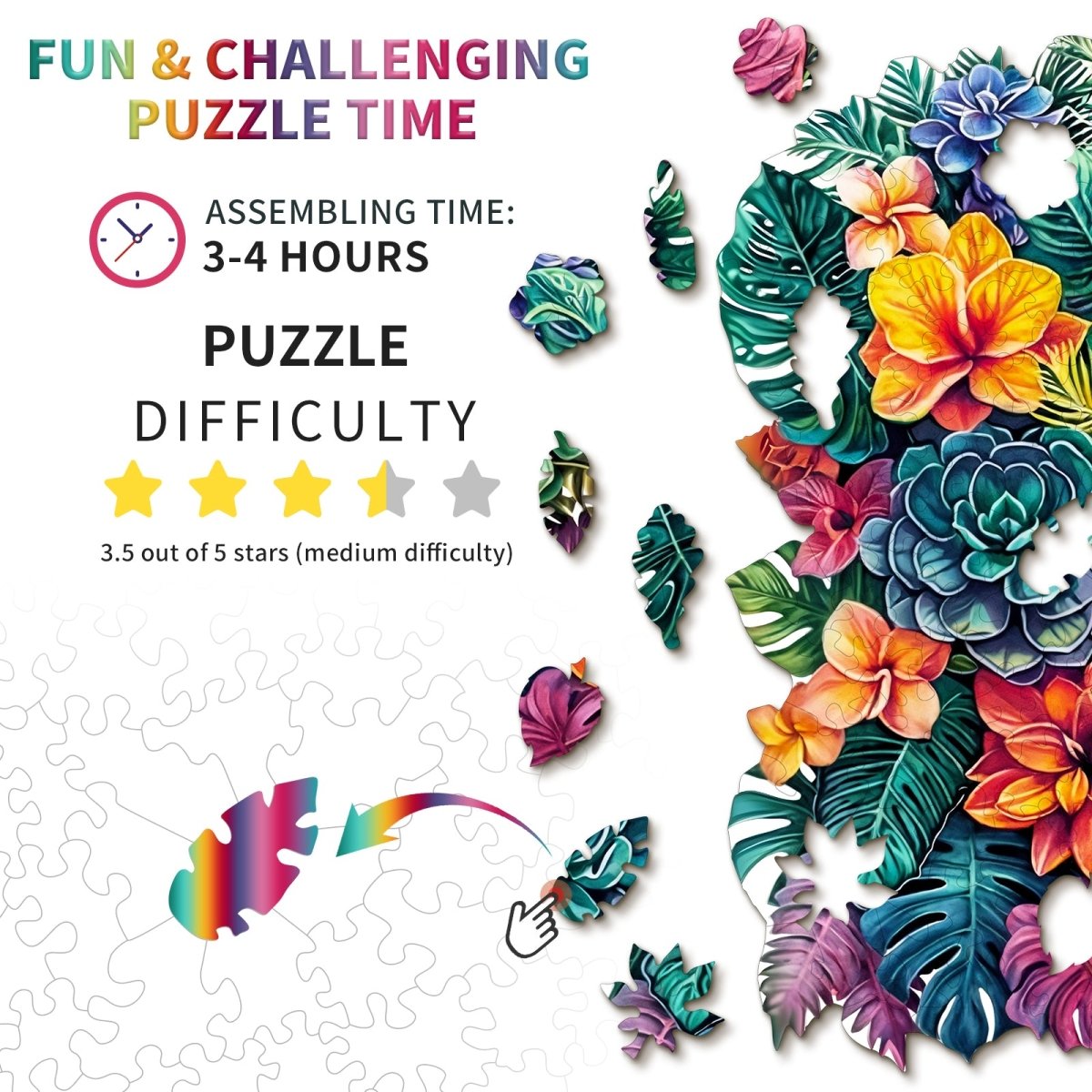 Large - leafed Plant Wooden Jigsaw Puzzle - KAAYEE Puzzle