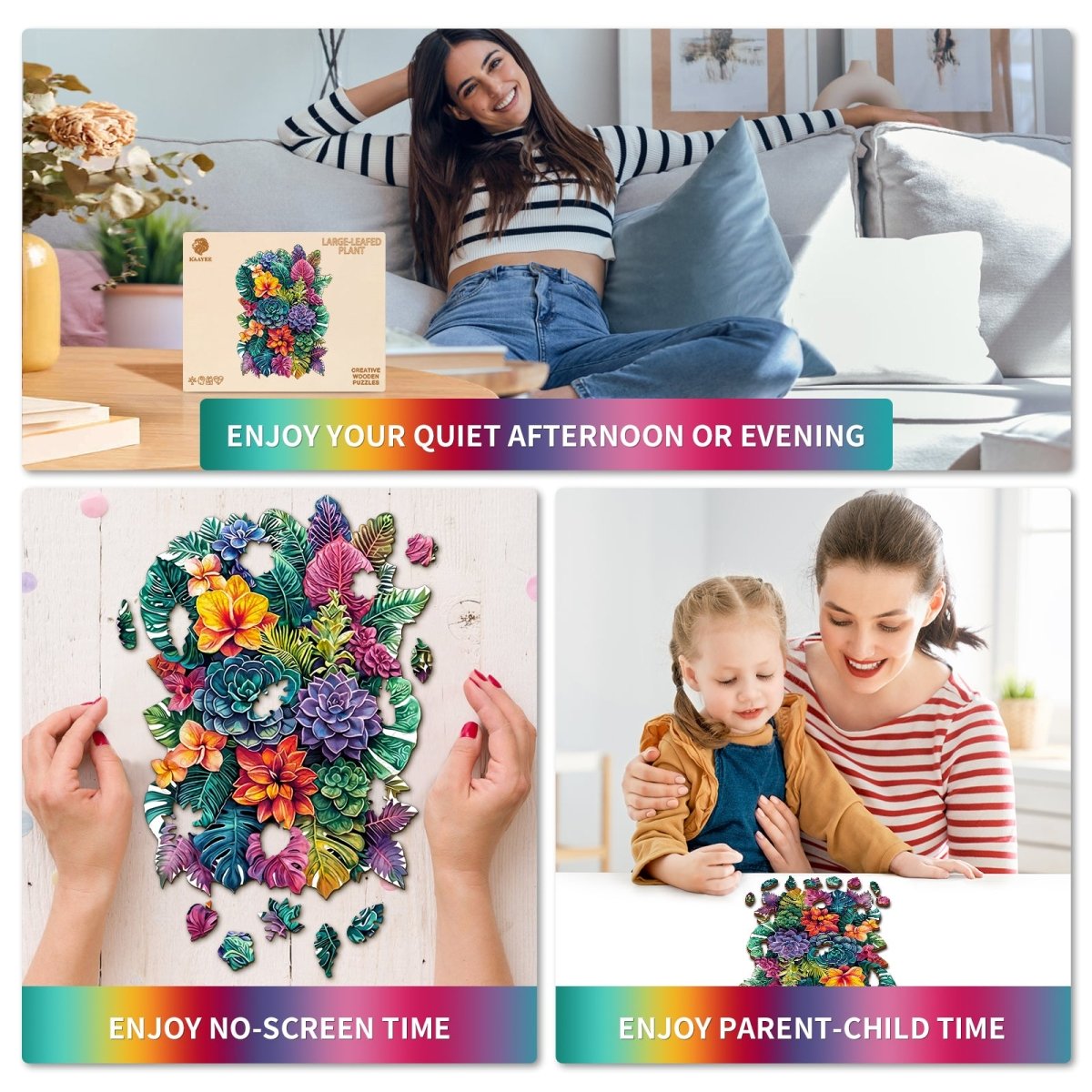 Large - leafed Plant Wooden Jigsaw Puzzle - KAAYEE Puzzle