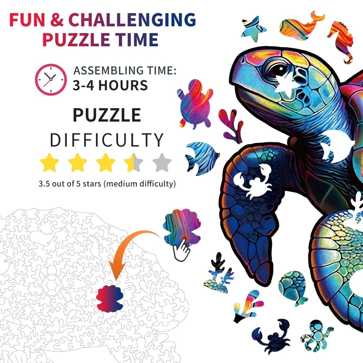 Leisure Turtle Wooden Jigsaw Puzzle - KAAYEE Puzzle