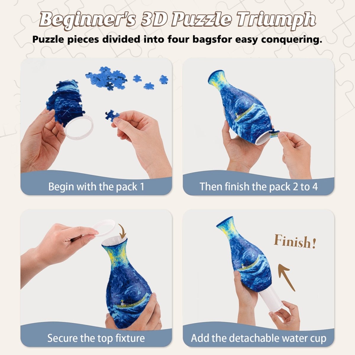 Little Boat 3D Vase Puzzle Kit - KAAYEE Puzzle