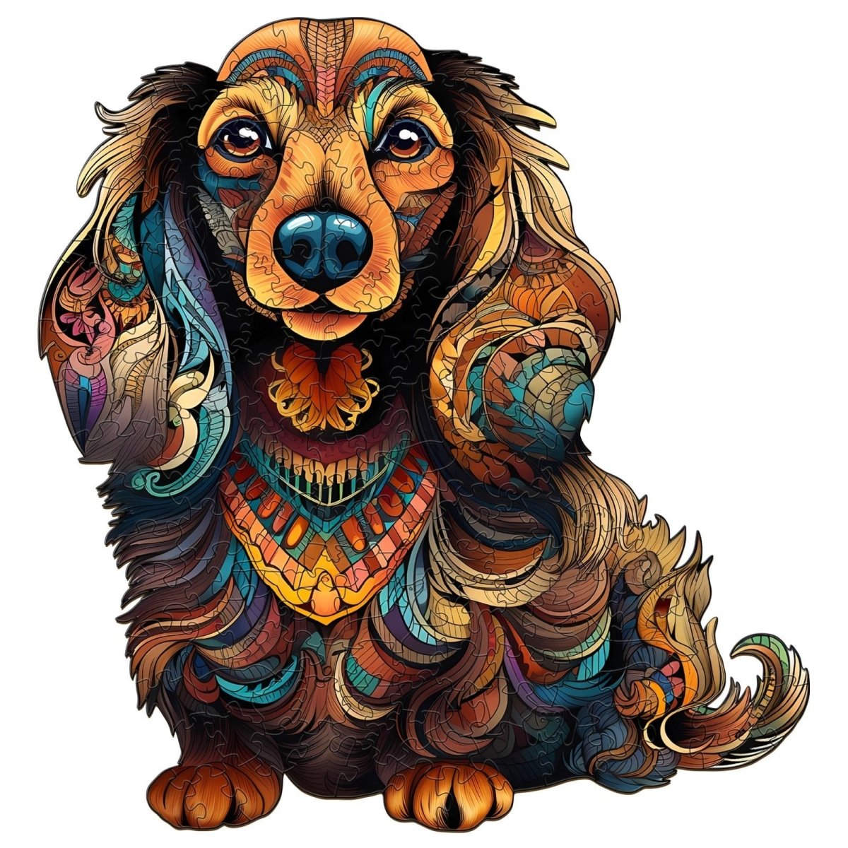 long haired dachshund 3 Wooden Jigsaw Puzzle - KAAYEE Puzzle
