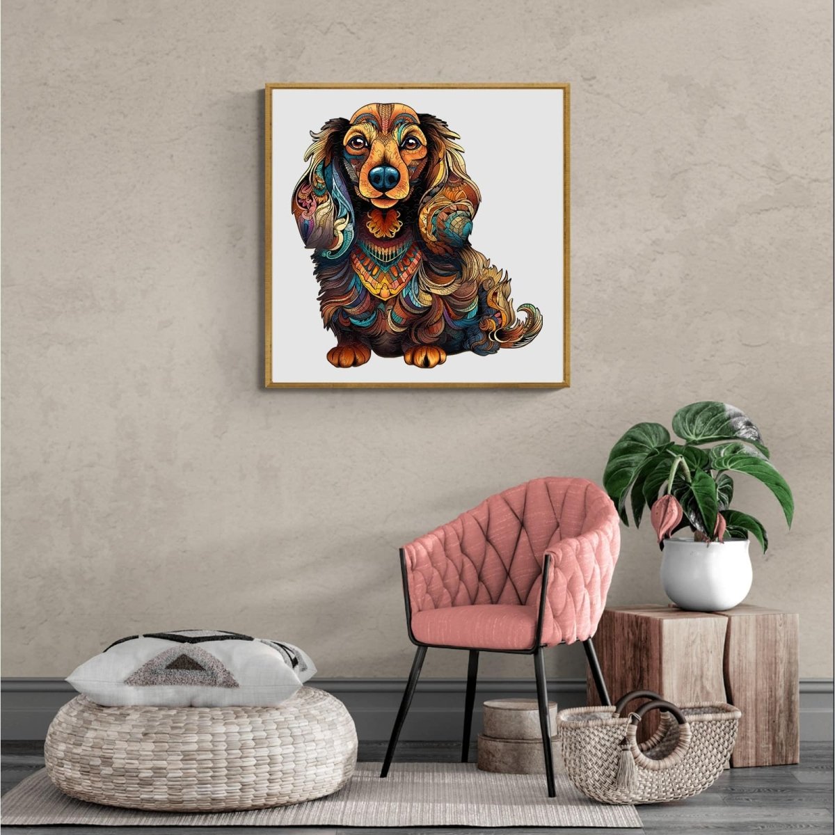 long haired dachshund 3 Wooden Jigsaw Puzzle - KAAYEE Puzzle