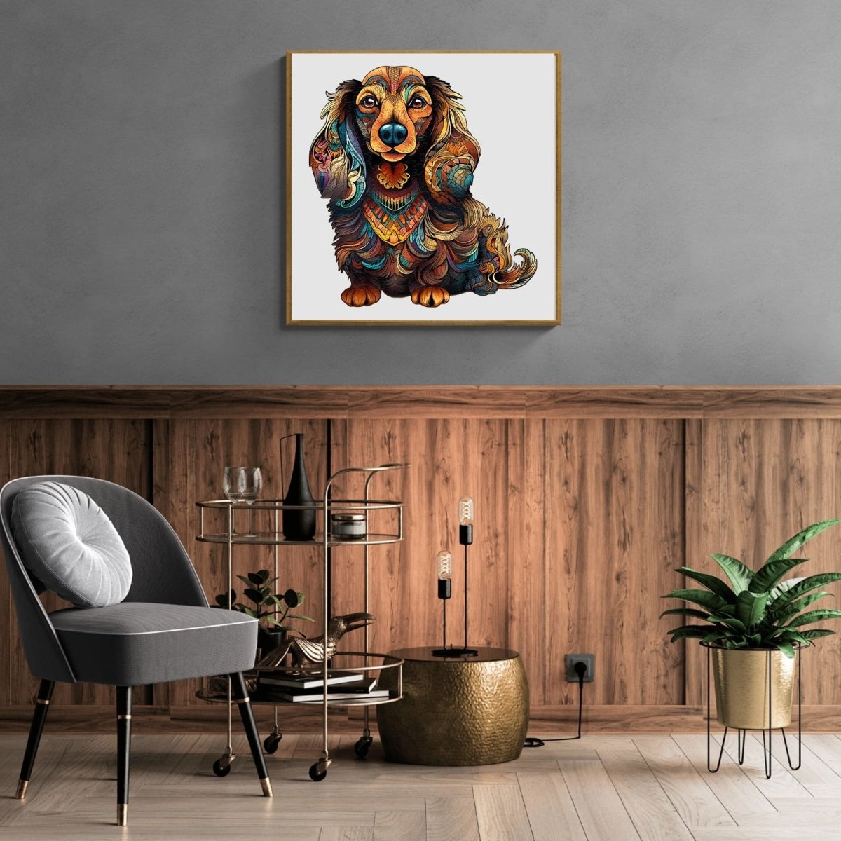 long haired dachshund 3 Wooden Jigsaw Puzzle - KAAYEE Puzzle