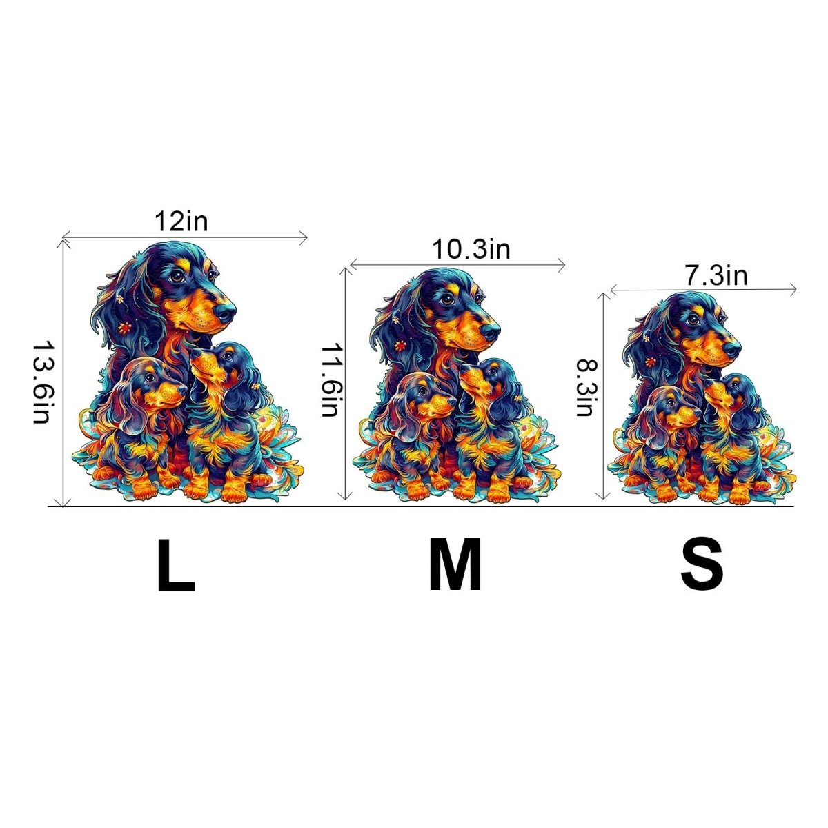 Long haired Dachshund Family Wooden Jigsaw Puzzle - KAAYEE Puzzle